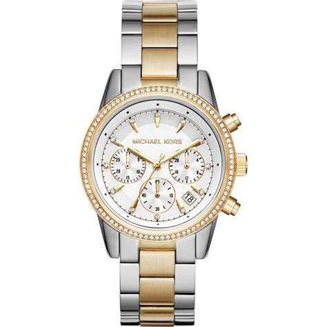 michael kors 2 tone watch women's|michael kors chronograph ladies watch.